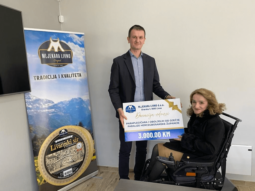Donacije Mljekare Livno zajednicama Livna s posebnim značajem Mljekara Livno - Donacija za Udrugu paraplegičara i oboljelih od dječje paralize